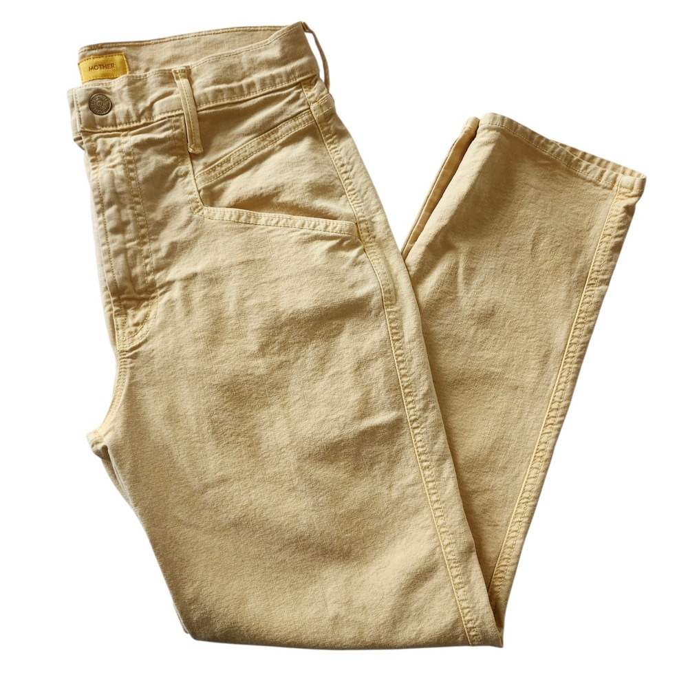 Mother The Breaker Crop So Far Gone Rattan Yellow High Rise Tapered Jeans sz 26